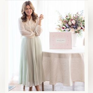 Gentle Fawn Pleated Midi Skirt in Pale Sage